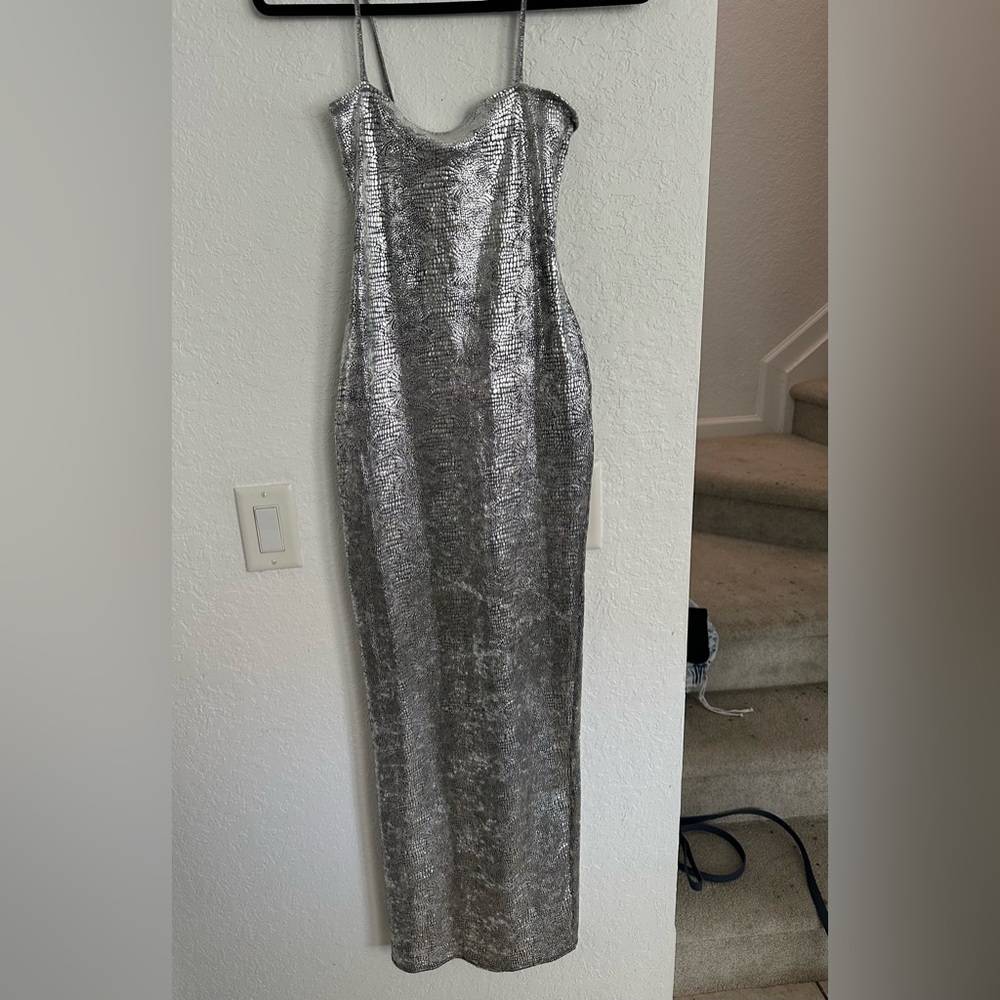 Elegant Silver Evening Dress